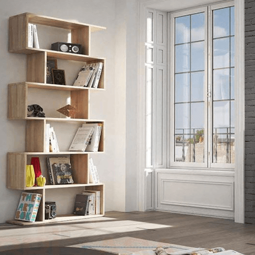 Pidema:Libreria alta componibile bianca, librerie divisoria bifacciale con 6 vani in legno melaminico a prezzi bassi