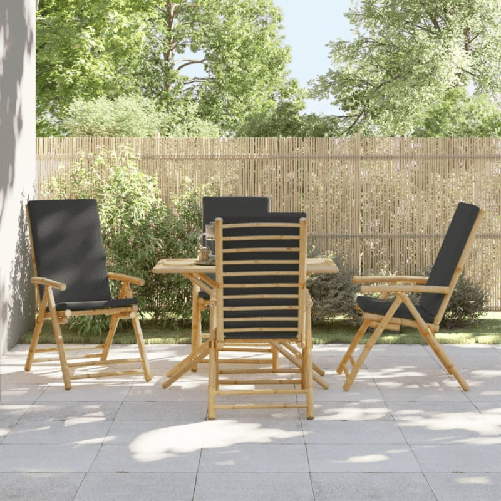 VidaXL Sedie da Giardino Reclinabili 4 pz Cuscini Grigio Scuro Bambù
