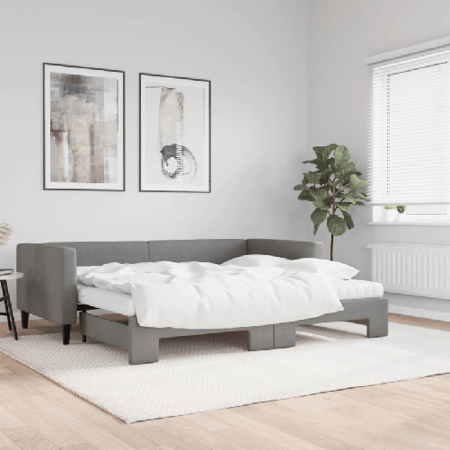VidaXL Divano Letto Estraibile Materassi Grigio Scuro 90x190cm Tessuto