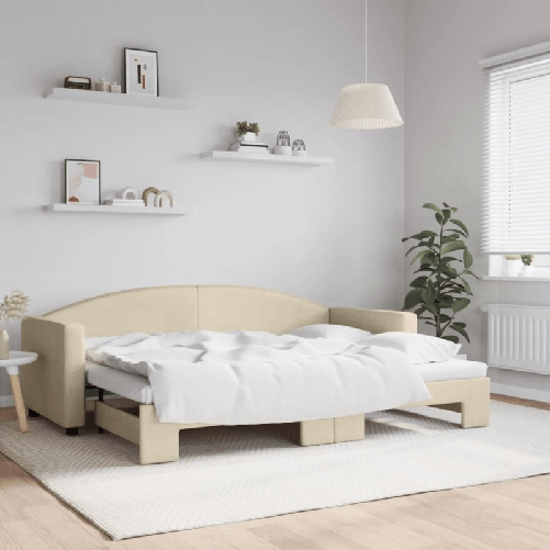 VidaXL Divano Letto con Letto Estraibile Crema 80x200 cm Tessuto