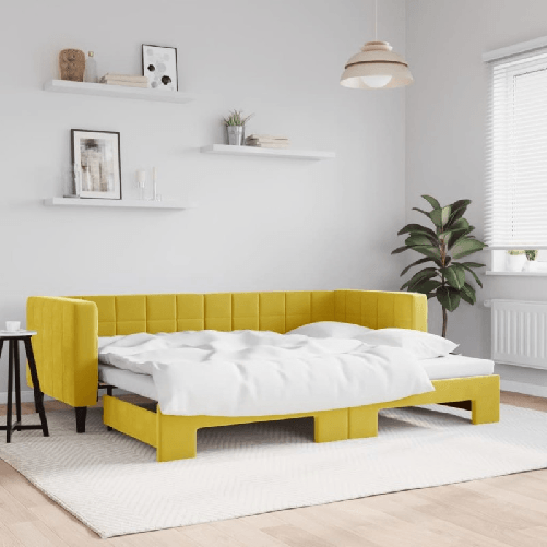 VidaXL Divano Letto con Letto Estraibile Giallo 80x200 cm in Velluto