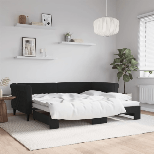 VidaXL Divano Letto con Letto Estraibile Nero 90x190 cm in Velluto