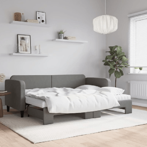 VidaXL Divano Letto Estraibile Materassi Grigio Scuro 80x200cm Tessuto