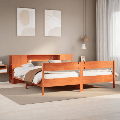 VidaXL Letto Libreria senza Materasso Marrone Cera 180x200 cm in Pino