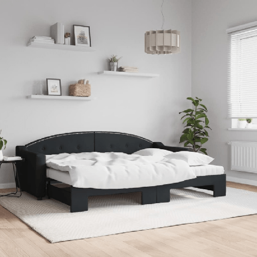 VidaXL Divano Letto Estraibile con Materassi Nero 80x200 cm Tessuto