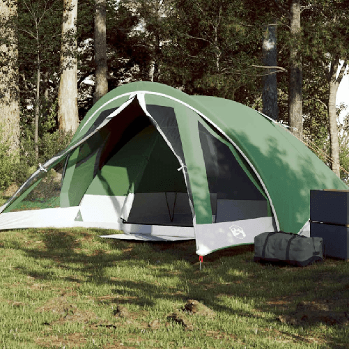 VidaXL Tenda da Campeggio a Cabina per 4 Persone Verde Impermeabile