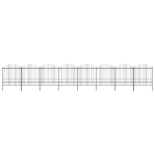 VidaXL Recinzione Giardino Punta a Lancia (1,75-2)x13,6m Acciaio Nera