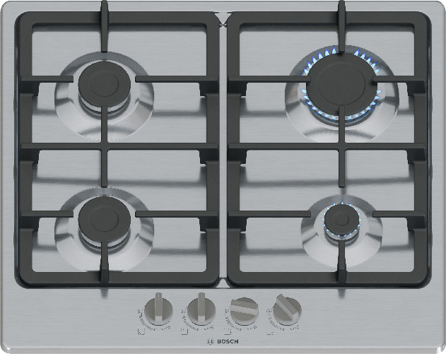 Bosch Serie 4 PGP6B5K90 Piano cottura a gas 60 cm 4 fuochi Acciaio Inox Bosch Serie 4 PGP6B5K90 , Piano cottura a gas, 60 cm, Acciaio inox