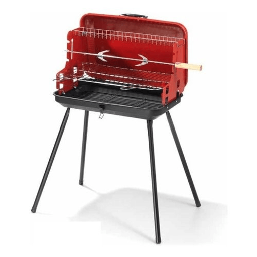 Ompagrill barbecue a valigetta portatile rosso modello 40099 compatto 46,5x28x59cm