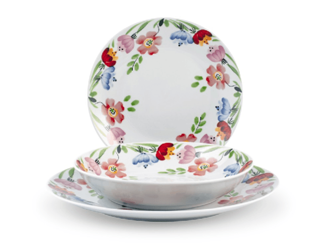 H&h 2x H&H Servizio 18 pezzi tavola Nuveau in porcellana decorati