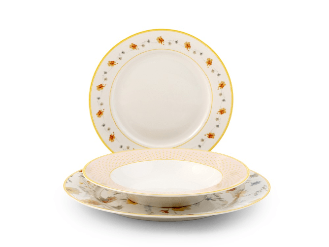 H&h 2x H&H Servizio 18 pezzi tavola Amelie in new bone china decorato