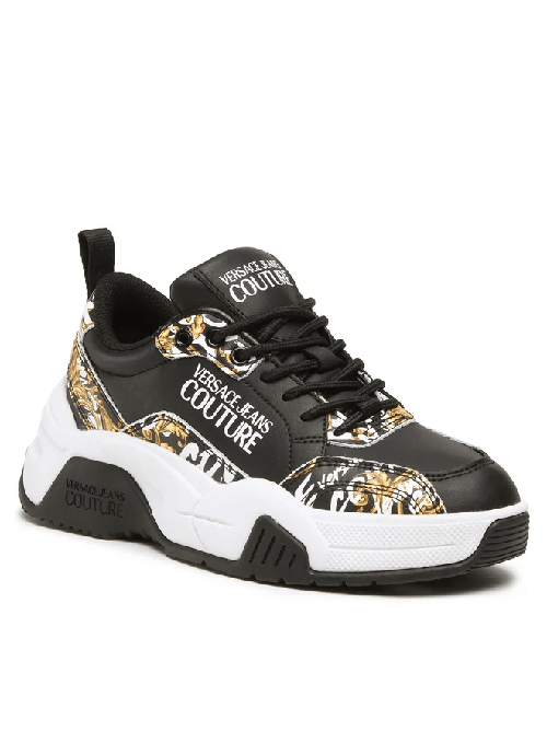 VERSACE JEANS SCARPE SNEAKERS DONNA VERSACE JEANS 73VA3SF4 PELLE G89 NERO ORIGINALE AI Colore Nero,Taglia 37