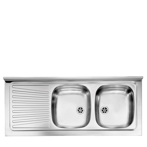 Pidema:Lavello acciaio inox 2 vasche con gocciolatoio per cucina componibile. Lavelli da appoggio per mobili sottolavello cucine in offerta