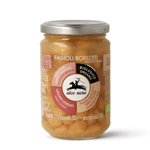 Alce nero fagioli borlotti bio legumi lessati in vasetto di vetro 300 grammi