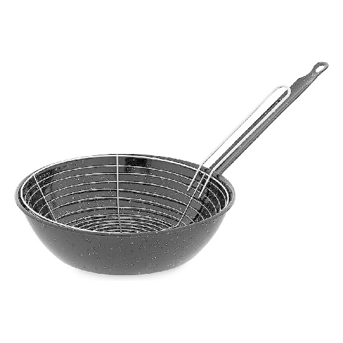 Padella per Friggere con Cestino Vaello Nero Acciaio Smaltato
