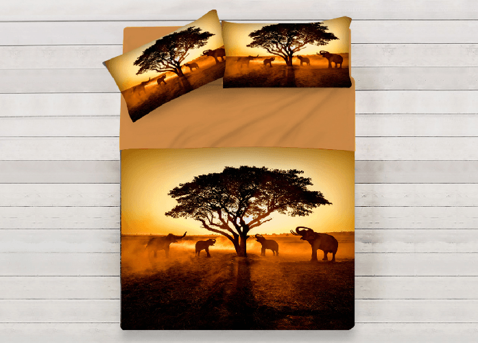 BIANCHERIAWEB Lenzuola Copriletto Letto Sogni D'oro 100% Cotone Disegno Safari D81 Colore Safari D81,Misura Matrimoniale