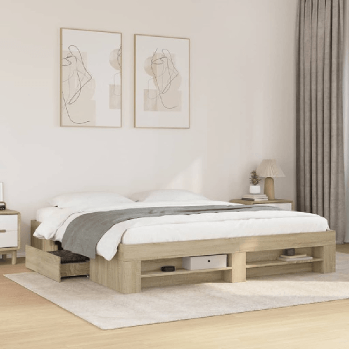 VidaXL Giroletto senza Materasso Rovere Sonoma 180x200cm in Truciolato