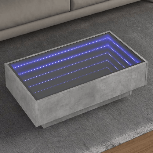VidaXL Tavolino Salotto con LED Grigio Cemento 90x50x30 cm Multistrato
