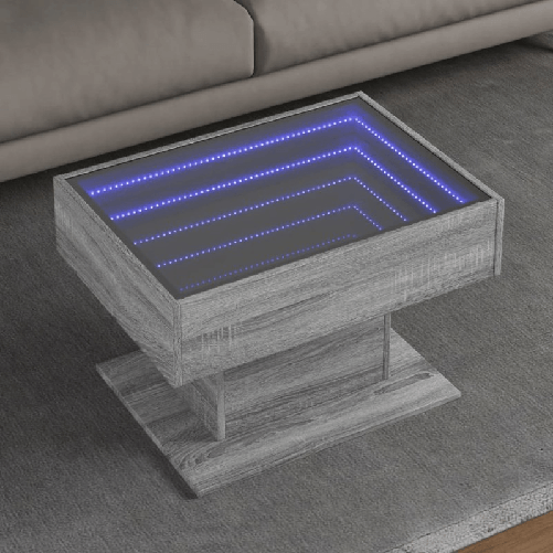 VidaXL Tavolino Salotto con LED Grigio Sonoma 70x50x45 cm Multistrato