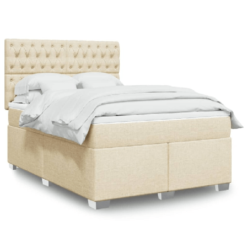 VidaXL Giroletto a Molle con Materasso Crema 140x200 cm in Tessuto