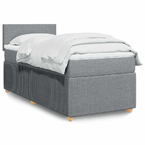 VidaXL Giroletto a Molle con Materasso Grigio Chiaro 90x200 cm Tessuto