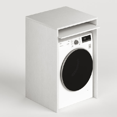 Pidema:Mobile bagno coprilavatrice in legno. Mobili lavanderia bianco frassinato con ripiano estraibile a prezzo scontato
