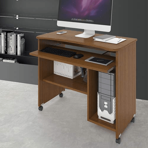Pidema:Scrivania ufficio porta computer con ruote e ripiano estraibile. Scrivanie pc in legno noce antico per ragazzi a prezzi bassi