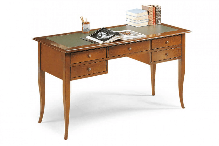 DARWIN - scrittoio piano in pelle in legno massello 150 x 75