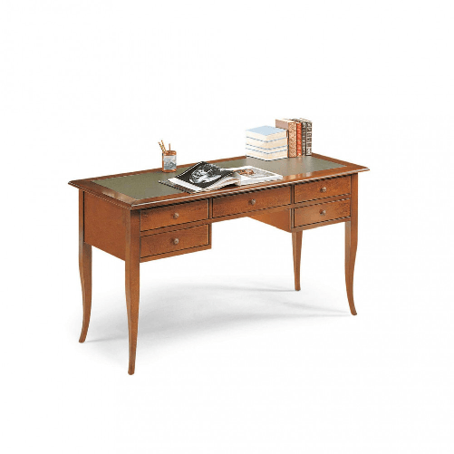DARWIN - scrittoio piano in pelle in legno massello 130 x 65