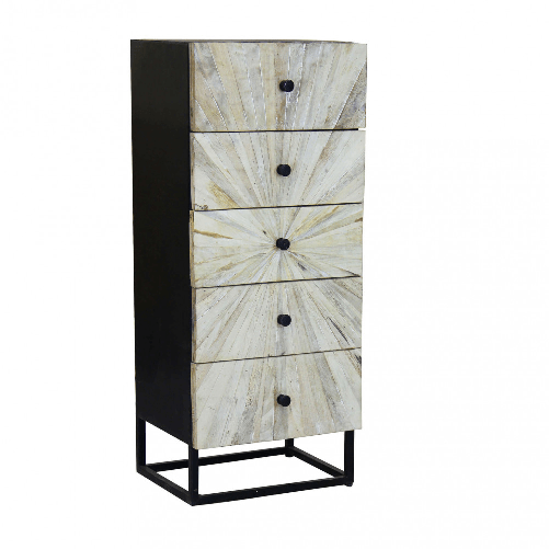 MILANI HOME SPIRAL - cassettiera 5 cassetti legno e ferro