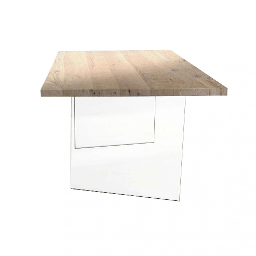 MILANI HOME ANSON - tavolo da pranzo moderno in vetro rovere impiallacciato