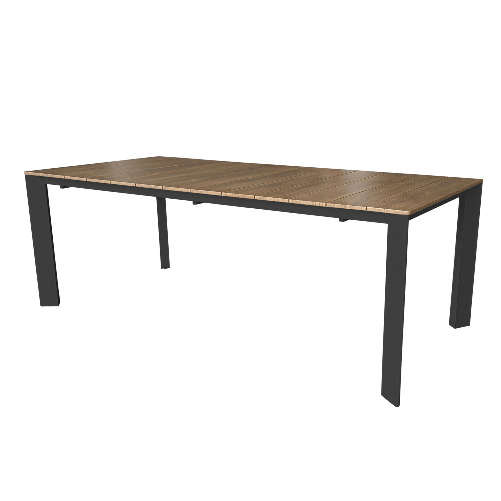 MILANI HOME FALL - tavolo da giardino in alluminio allungabile 215/280x100 effetto legno