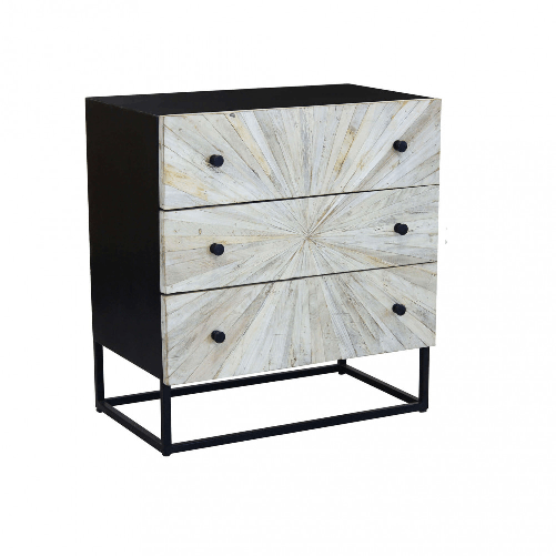 MILANI HOME SPIRAL - cassettiera 3 cassetti legno e ferro