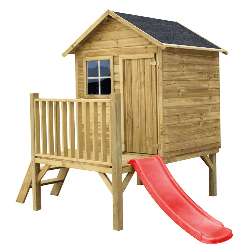 MILANI HOME MERIDA - casetta in legno per bambini con scivolo