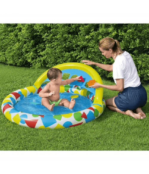 TrAdE Shop Traesio Piscina Gonfiabile Per Bambini Splash & Learn 120x117x46cm 5 Forme Schiuma 52378 -