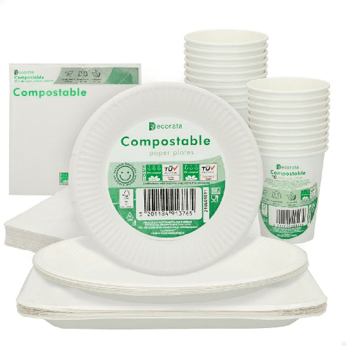 Set di Stoviglie Procos Bianco Carta 23 x 1,5 x 23 cm