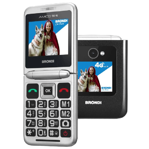 Brondi amico tuo 4g (nero) - telefono cellulare per anziani - tasto sos - controllo remoto