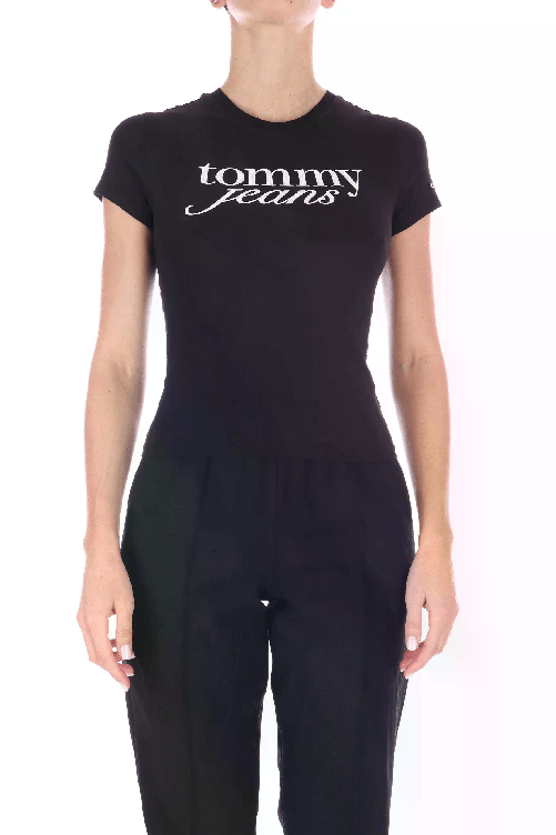 TOMMY JEANS MAGLIA T SHIRT MAGLIE DONNA TOMMY JEANS DW0DW19447 COTONE NERO PE 2025 Colore Nero,Taglia S