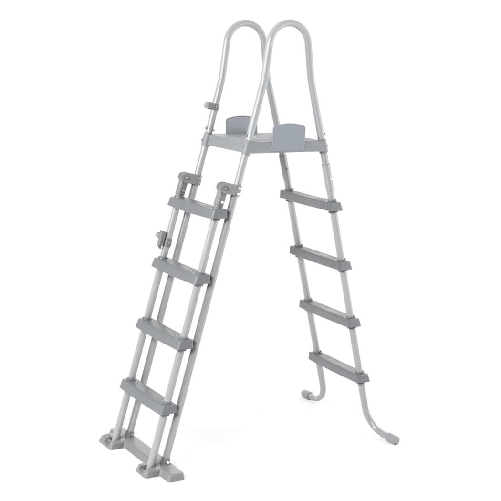 TrAdE Shop Traesio Scaletta Di Sicurezza Per Piscine 132cm Con Gradini In Plastica Telaio In Metallo 58332 -