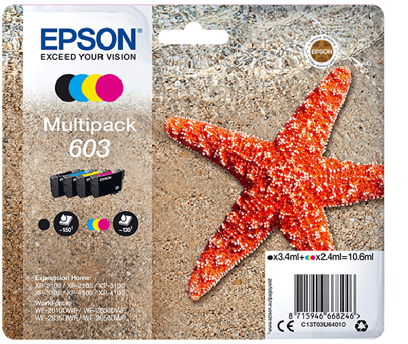 Epson Cartuccia ad Inchiostro Originale Epson No 603 Nero/Ciano/Magenta/Giallo Epson multipack 4-colours 603 ink - T03U64010