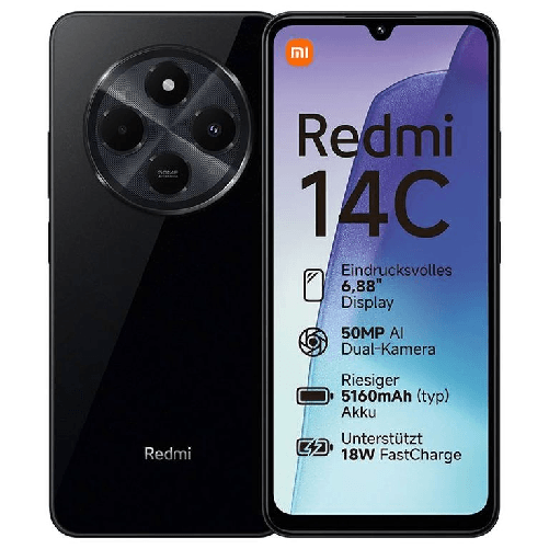 Xiaomi redmi 14c (midnight black) - smartphone 6.9" - ram 8gb - storage 256gb - eu