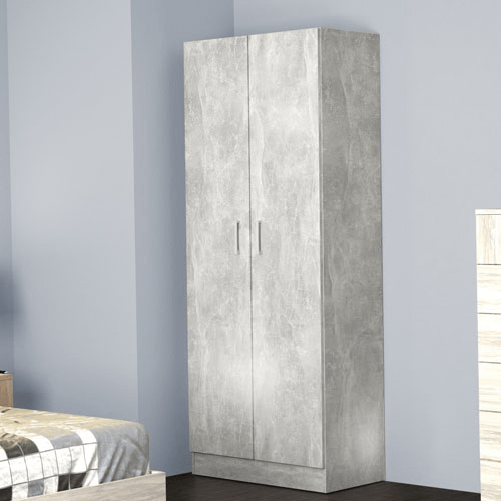 Pidema:Armadio guardaroba camera da letto due ante in legno altezza 195 cm. Armadi per cameretta con doppia anta cemento, misure 195x87x50 cm.