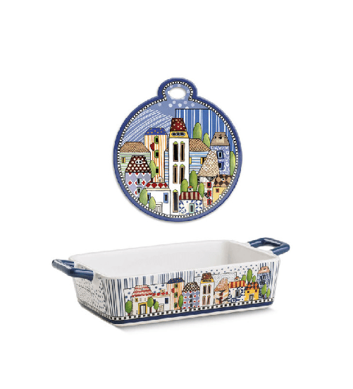 Egan Paese Mio blu, sottopentola + pirofila cm 24,5 x 13