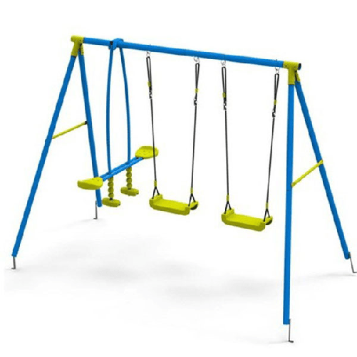 Pidema:Altalena da giardino per bambino con struttura in acciaio. Altalene bambini per esterno con due sediolini e un dondolo.