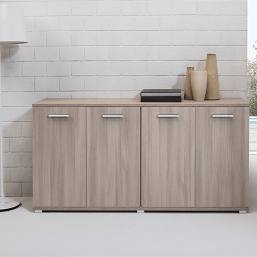 Pidema:Credenza buffet cucina 80x180x45 cm. Mobiletto multiuso ufficio con 4 ante colore olmo a prezzi scontati