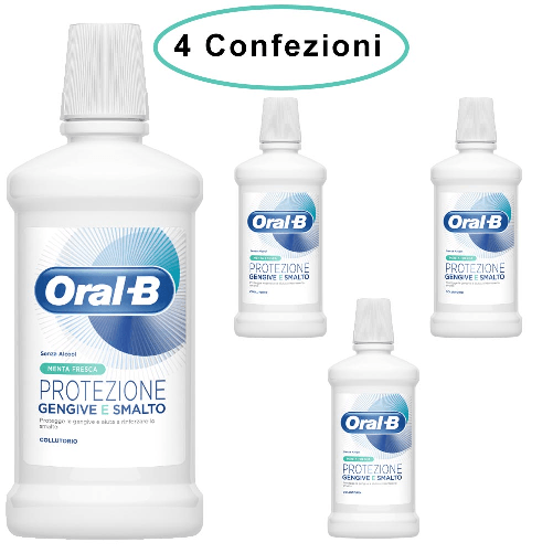 Oral b colluttorio menta fresca protezione gengive & smalto 4 confezioni da 500 milliliters