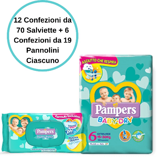 Pampers baby dry 6 extralarge pannolini 6 confezioni + baby fresh salviette