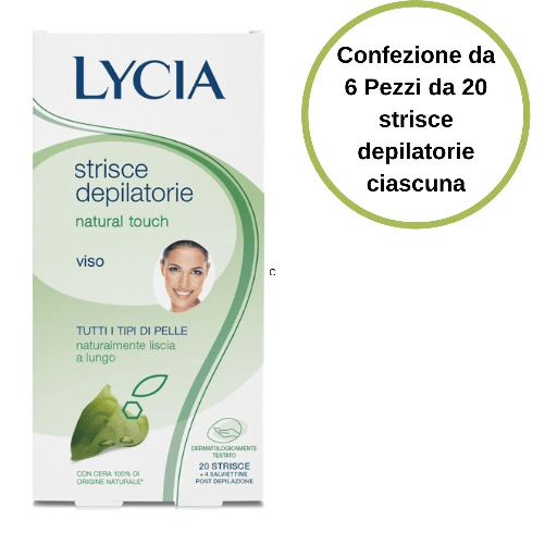 Lycia strisce depilatorie viso natural touch confezione da 6 pezzi da 20 strisce