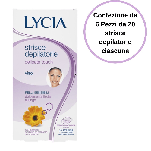 Lycia strisce depilatorie viso delicate touch confezione da 6 pezzi da 20 strisce