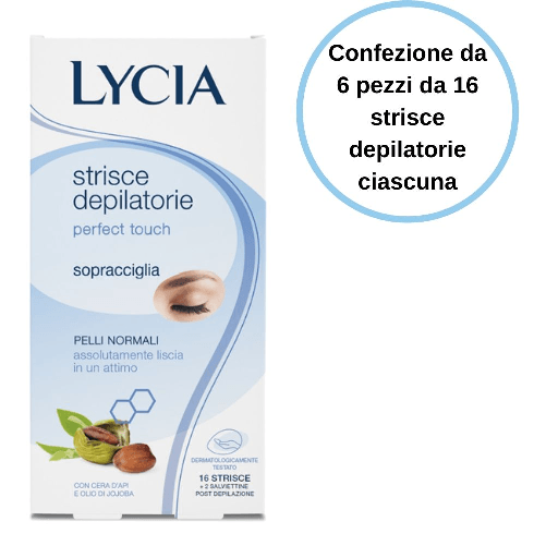 Lycia strisce depilatorie sopracciglia perfect touch confezione da 6 pezzi da 16 strisce